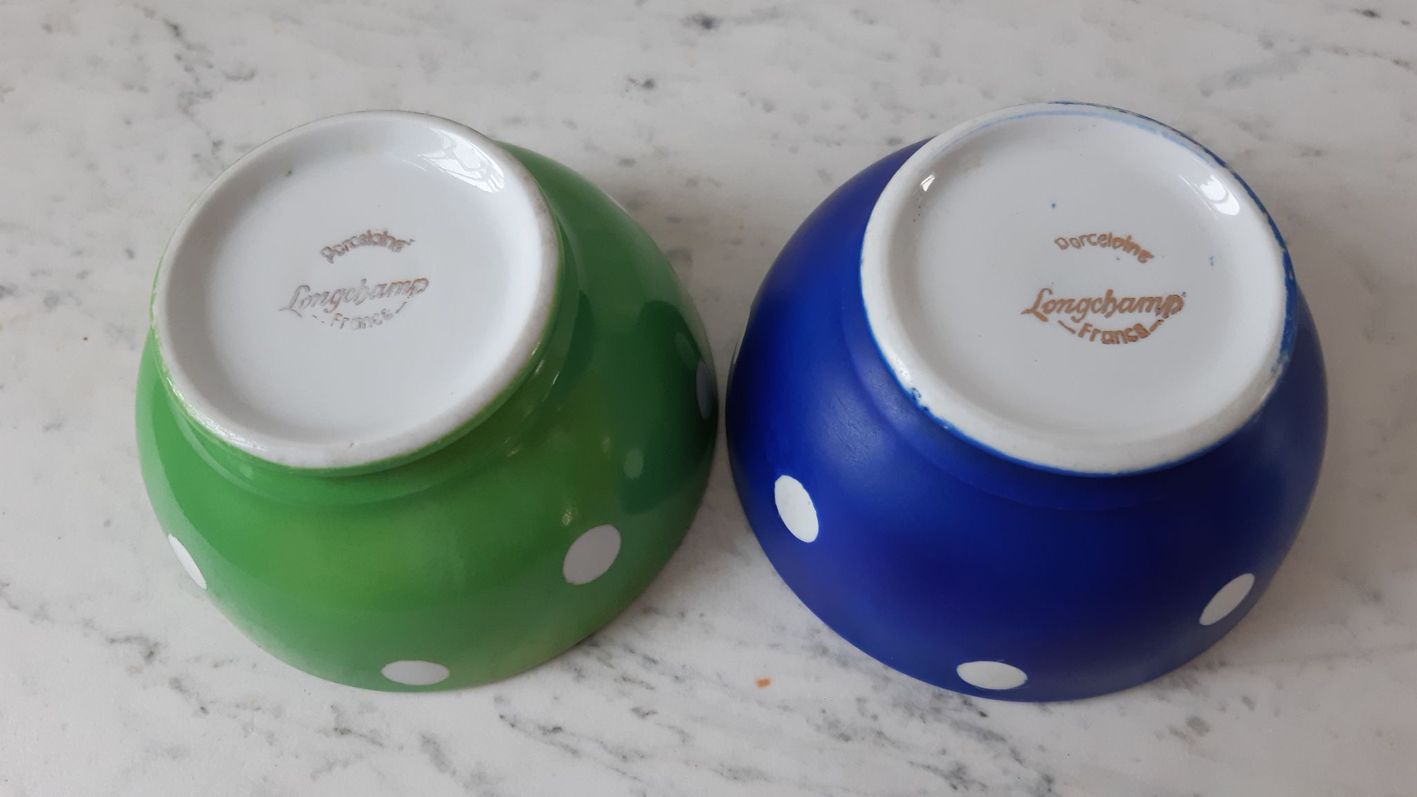 Duo of bowls with klein blue and pistachio green Longchamp 50s