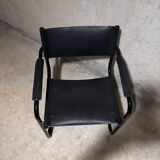 Bauhaus Cantilever Chair Black Leather on Black Chrome