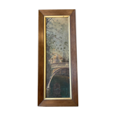 Painting ancient bridge of Venice late nineteenth century