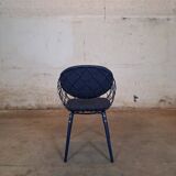 Magis Piña blue chair with metal frame and padded seat