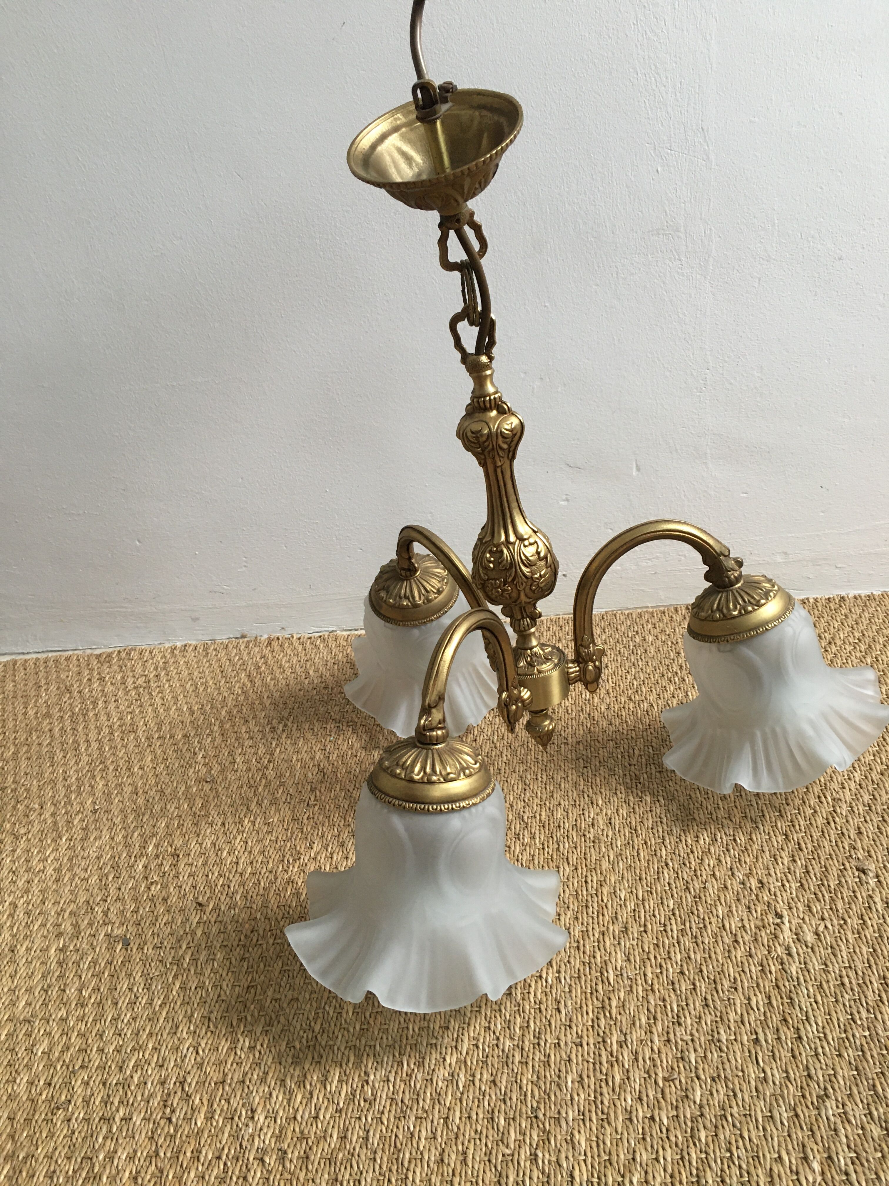 Ancient bronze chandelier 3 branches