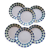 Assiettes dessert Digoin Sarreguemines – modèle Plaid – années 1970