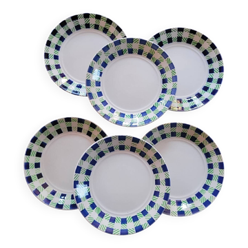 Assiettes dessert Digoin Sarreguemines – modèle Plaid – années 1970