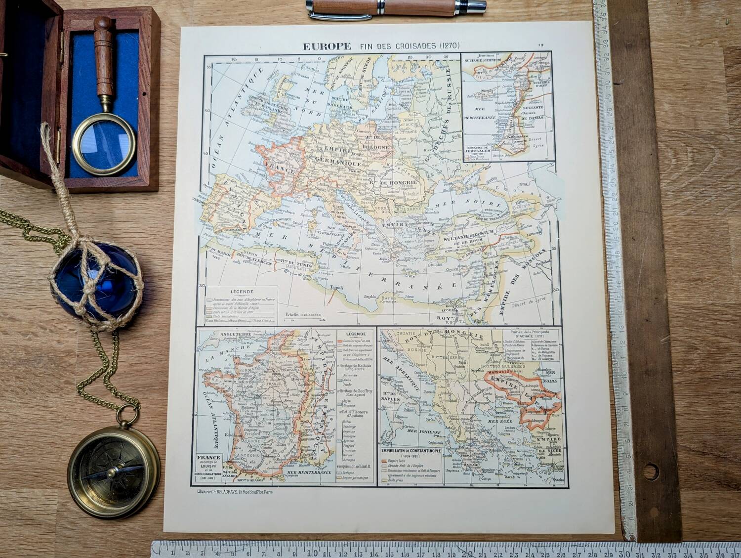 Printed in 1900, Europe in 1270. Original Authentic Vintage.