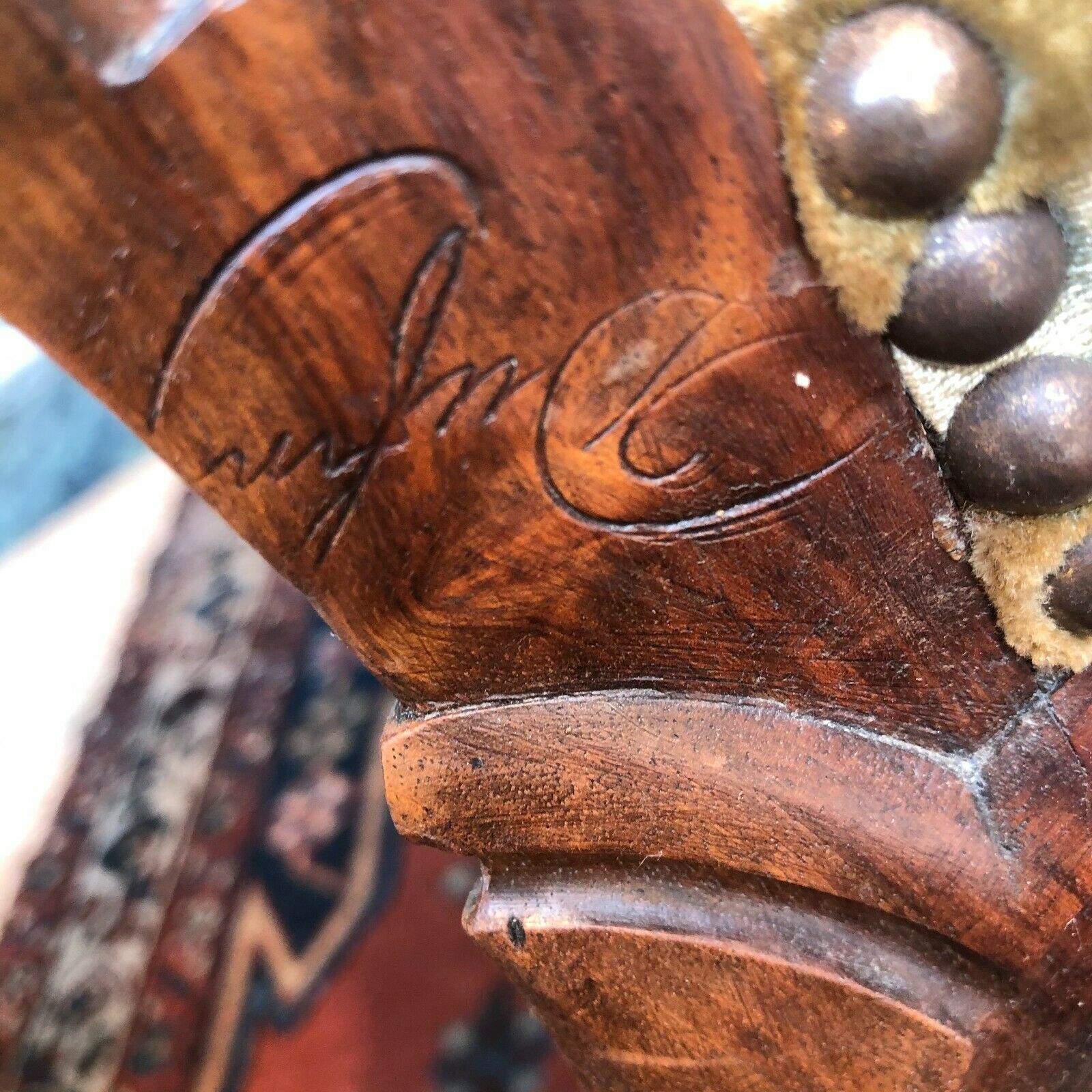 Pair of wooden chairs in Louis XV style Dufin 19th century stamp