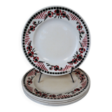 5 Assiettes plates Terre de Fer modèle "Damas" Moulin des Loups et Hamage