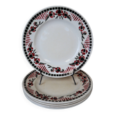 5 Flat plates Terre de Fer model "Damascus" Moulin des Loups and Hamage
