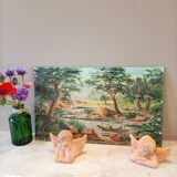 Old painting on canvas signed Bourbon.