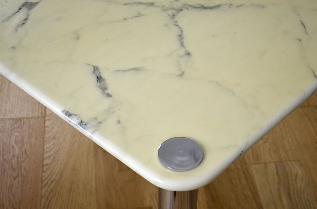 Italian vintage design table - marble and chrome 1970