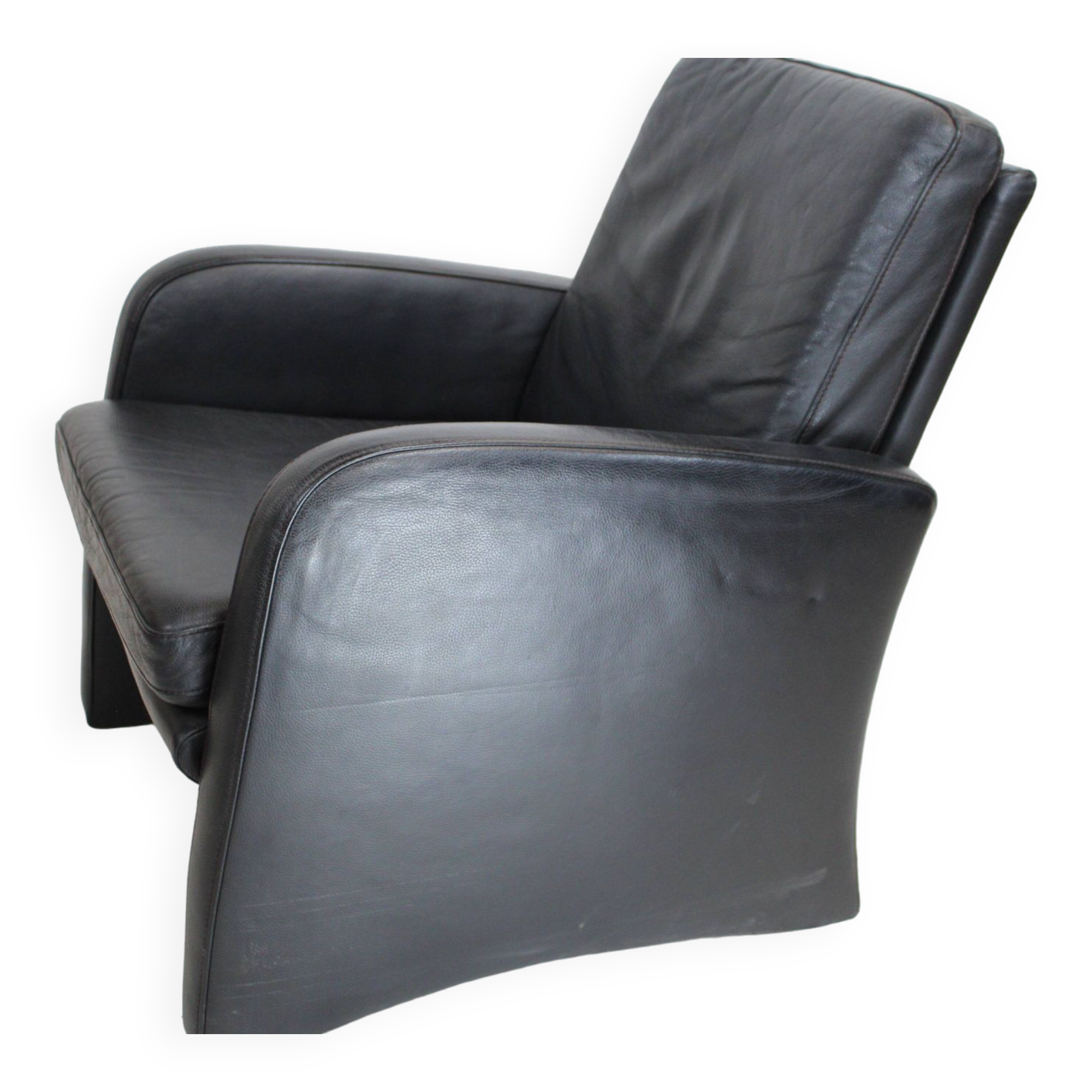 Black leather armchair 1970 Germany