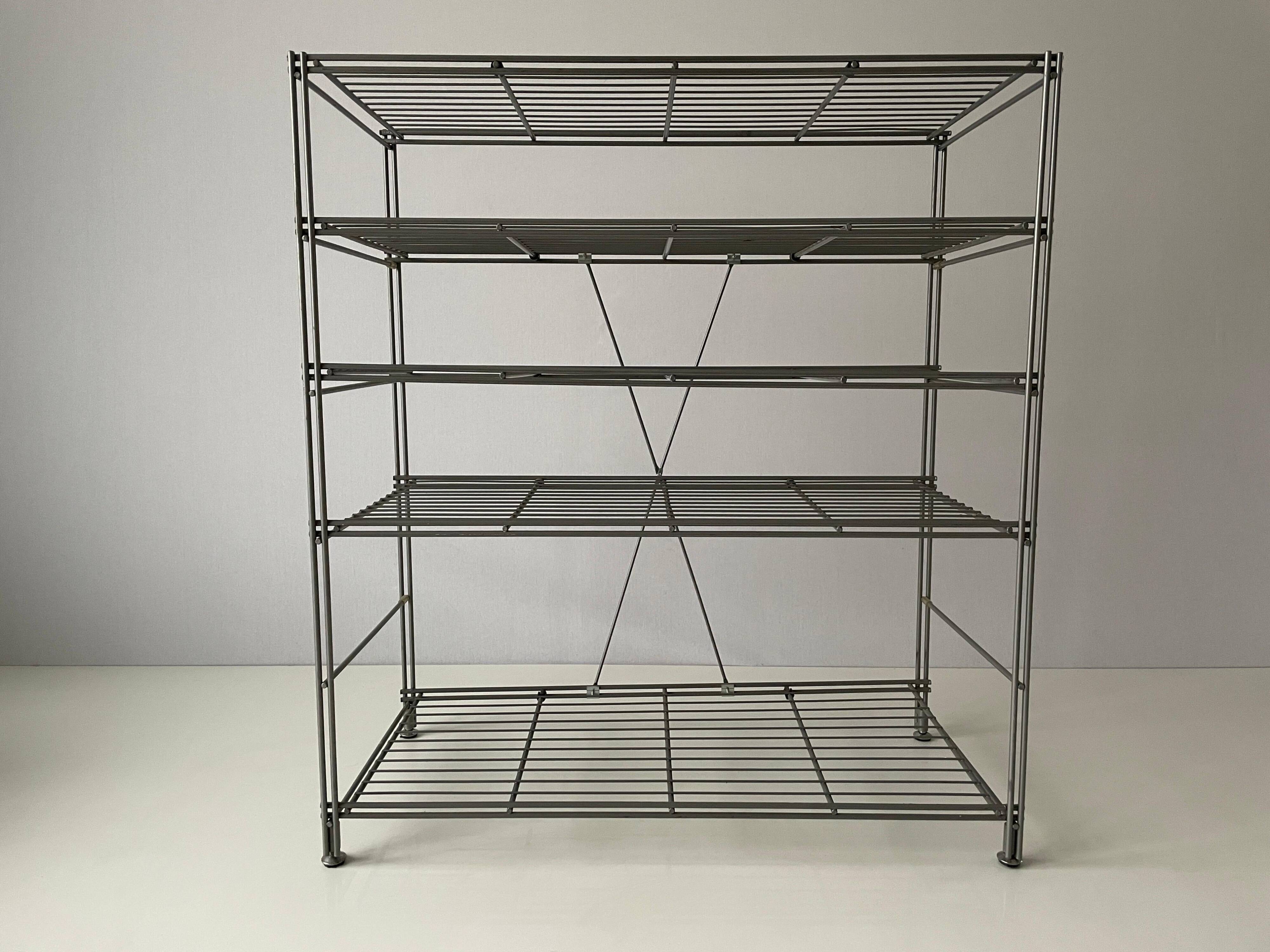 Free-standing industrial shelf with a metal structure, 4 shelves, 1960s, Germany.