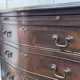 1950s English mahogany chest of drawers with one shelf
