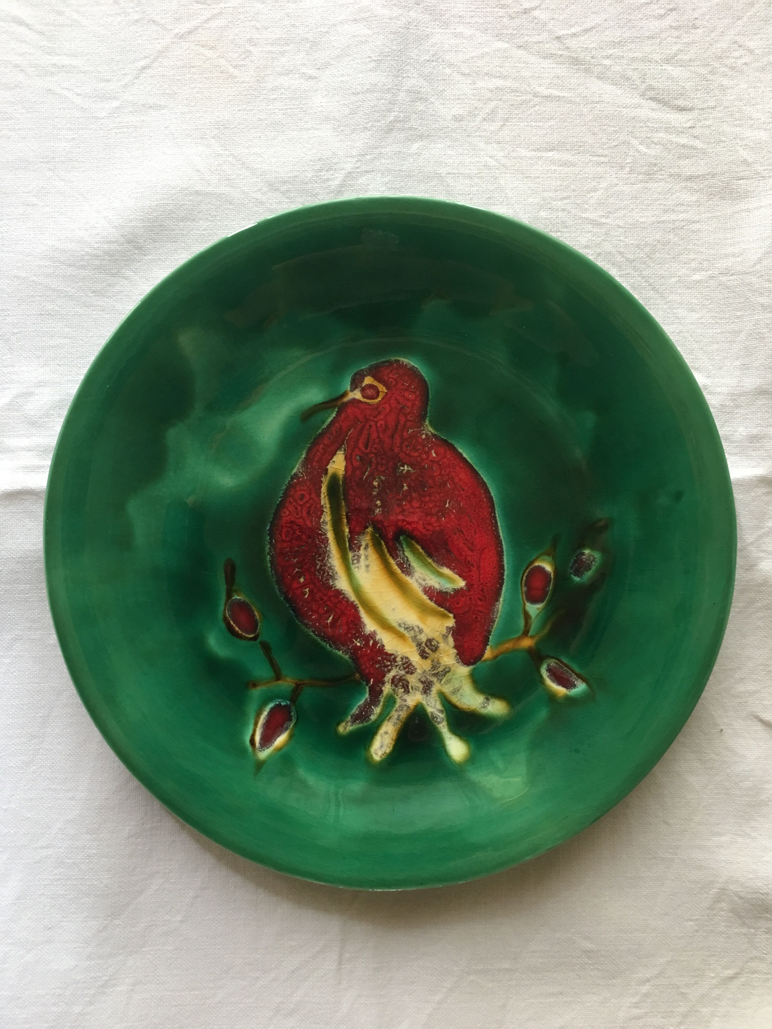 Large vintage ceramic dish by D WERTEL