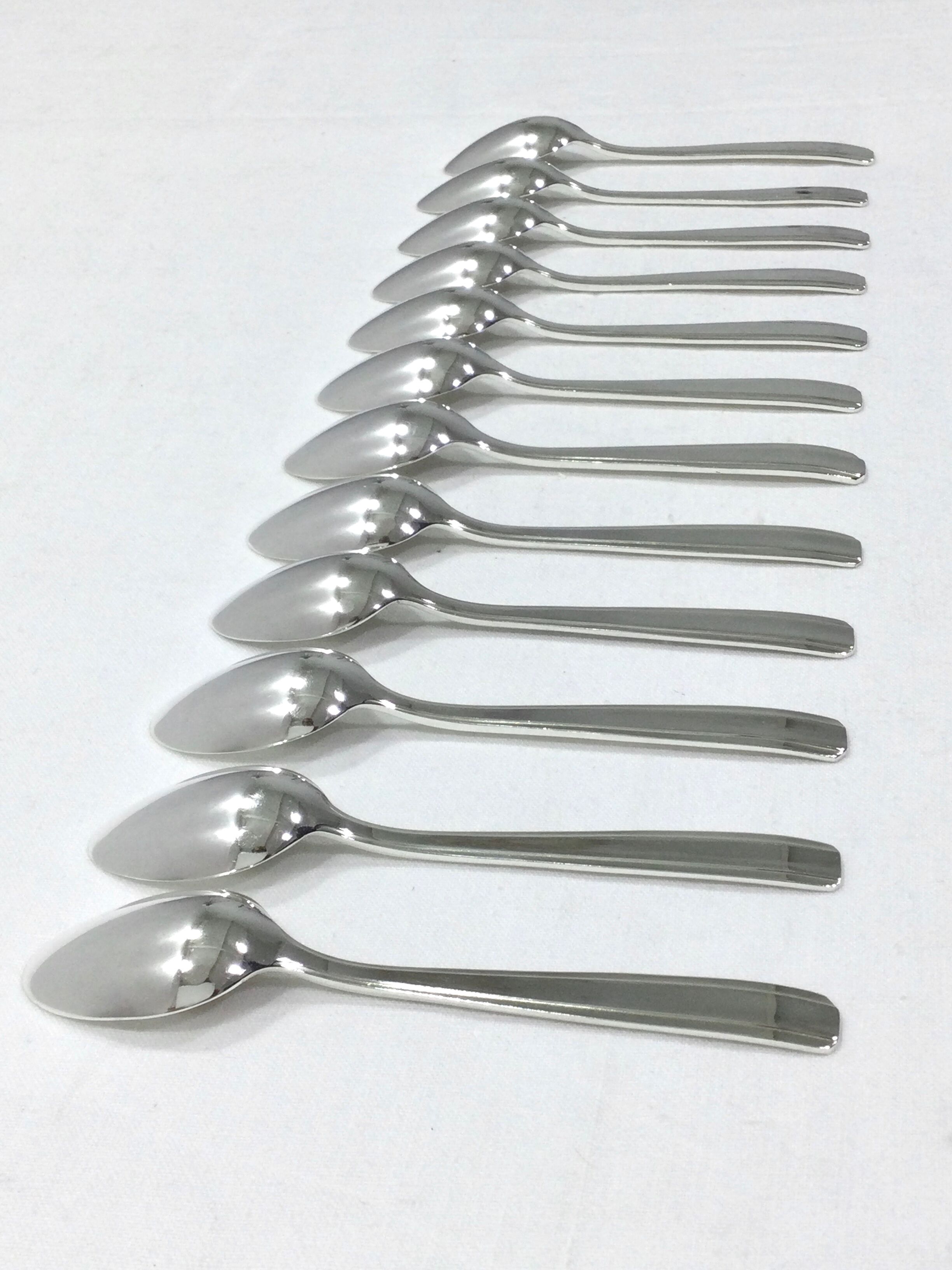 12 cuillères moka en métal argenté flag