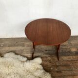 Scandinavian round folding coffee table Dane deTingstrom Kavaljer 1960 teak