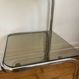 Metal and smoked glass side table, 1970