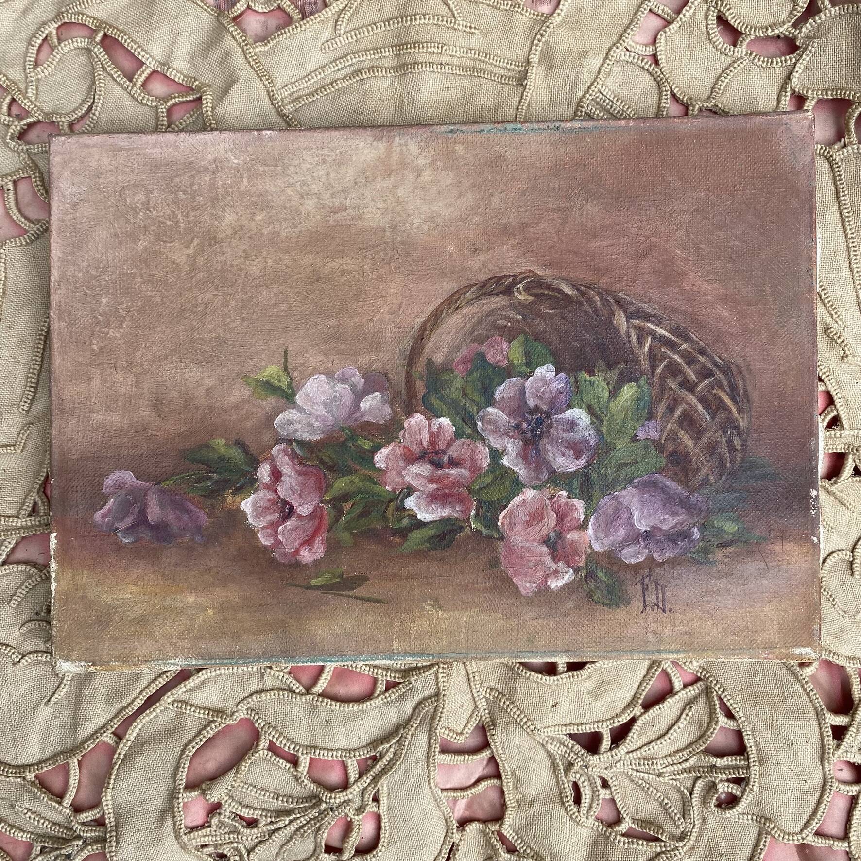 Painting bouquet, canvas on frame flowers 27X19.5