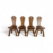 4 chaises de salle à manger brutalistes du milieu du siècle, Belgique / années 1970