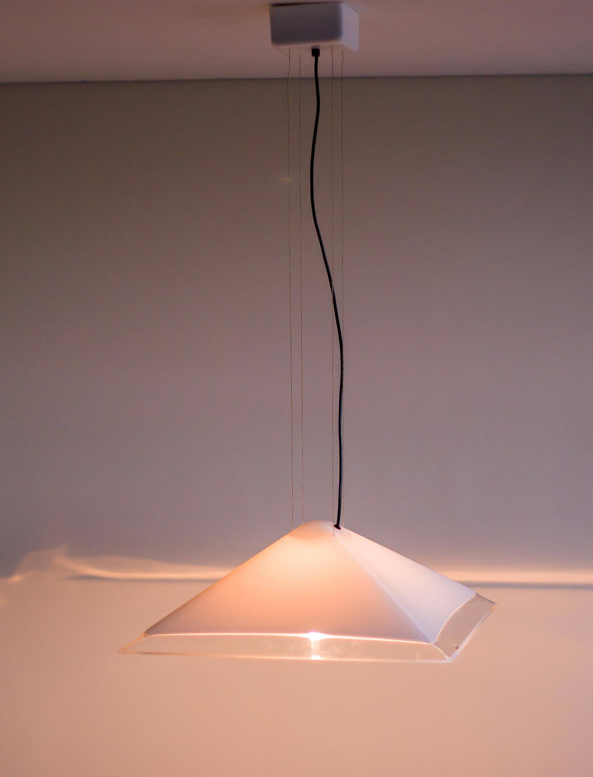 Large pyramid pendant iGuzzini - adjustable height, plexiglass, Italy 1980