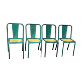 4 chairs Tolix T4 1950 green and yellow