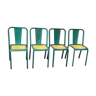 4 chaises Tolix T4 1950 verte et jaune