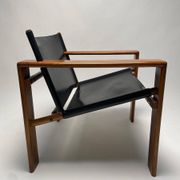 Mid-Century Armchairs in Wood & Leather attributed to Tarcisio Colzani, Italy, 1960s