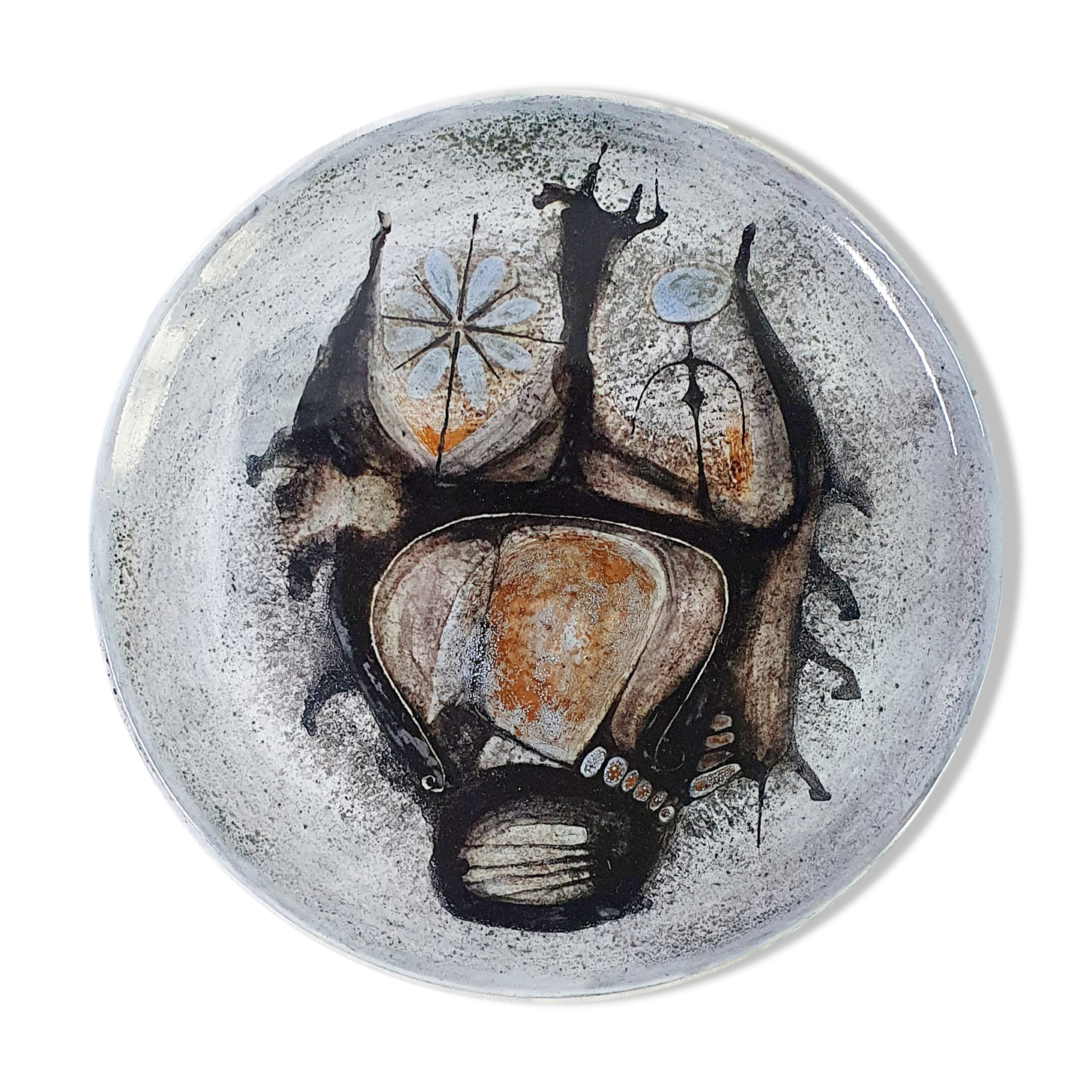 Painted ceramic plate Sant Vicens signed Pierre Saint-Paul