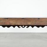 Large antique English oak sideboard from the 18th century with elegant legs