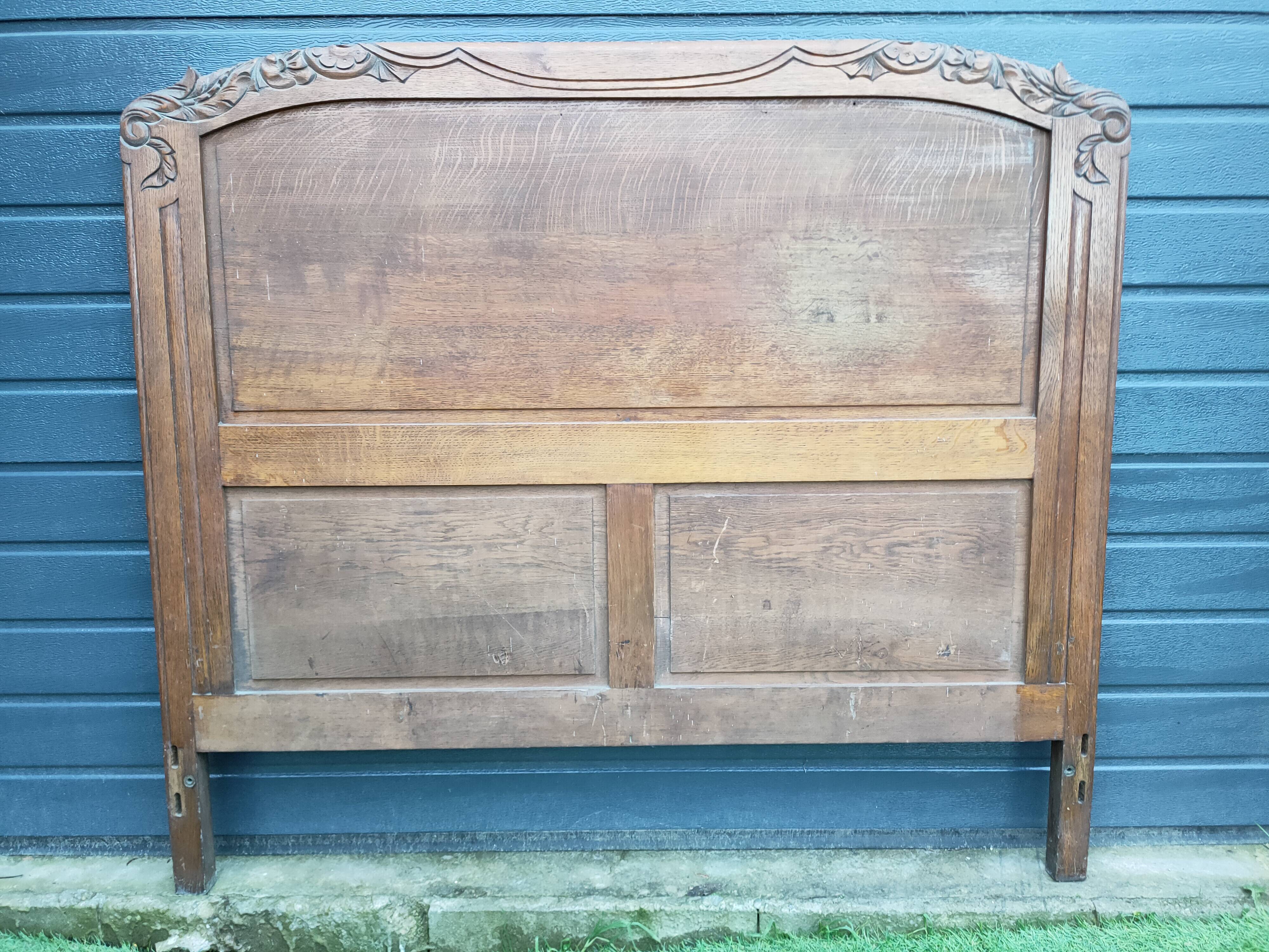 1950s solid oak headboard