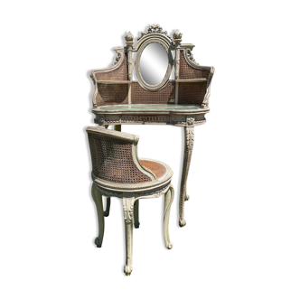 Dressing table and her little lacquered armchair & cannes louis xvi style