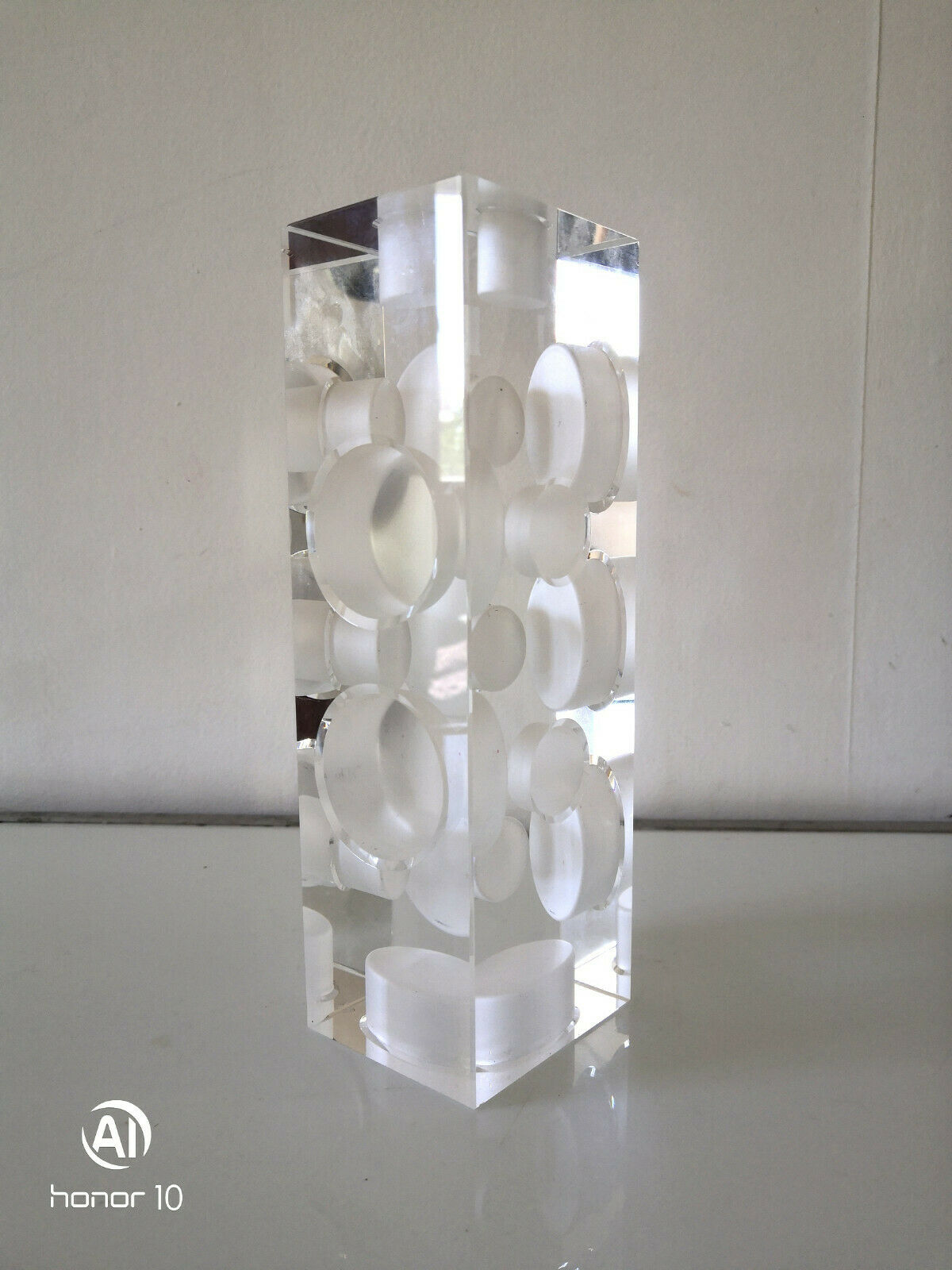 Photophore candlestick in multifaceted glass design 80s