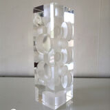 Bougeoir photophore en verre multifacettes design années 80