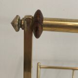 Folding magazine holders in brass and wood, around 1960