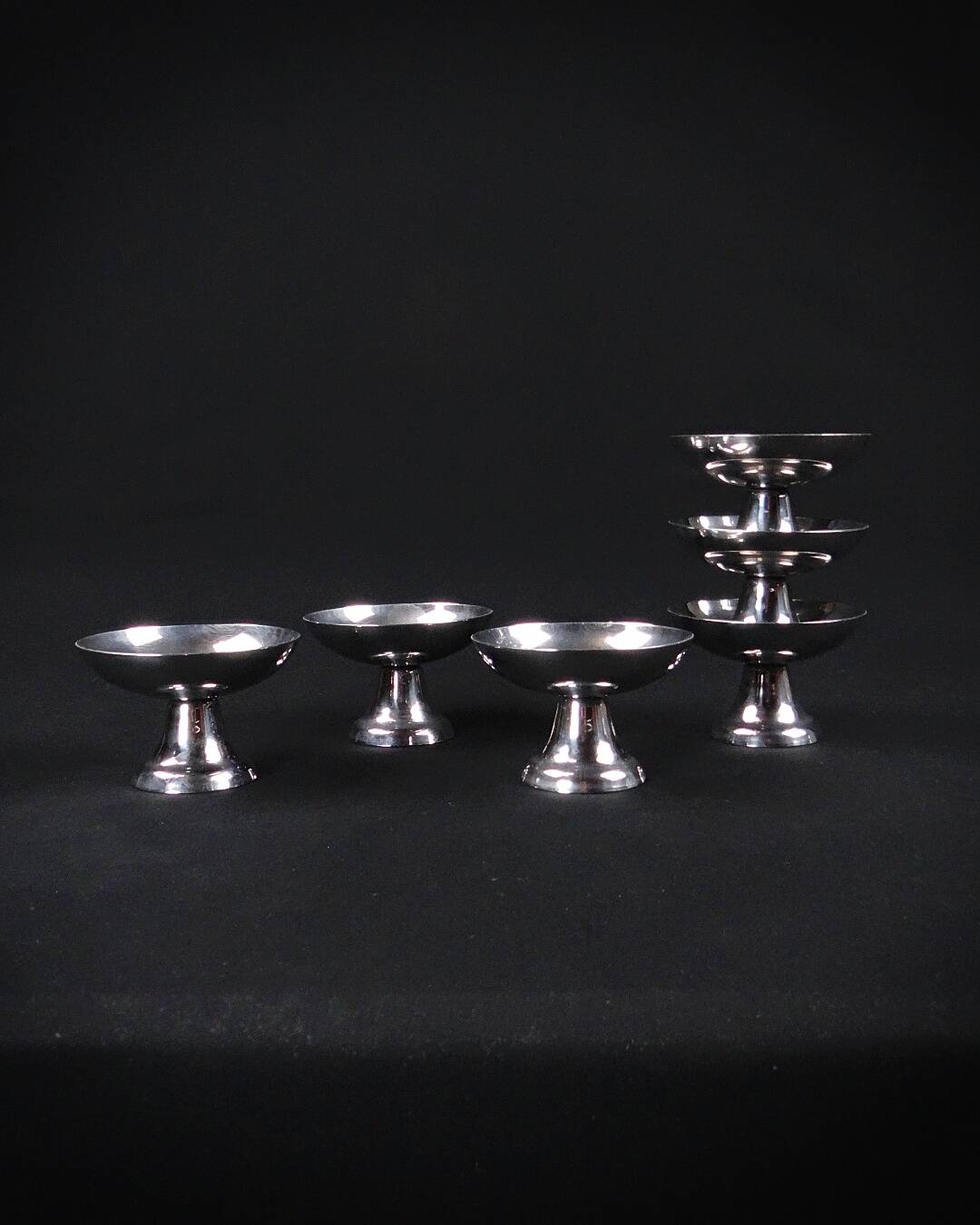 6 stainless steel ice cream bowls on foot stainless steel dessert service