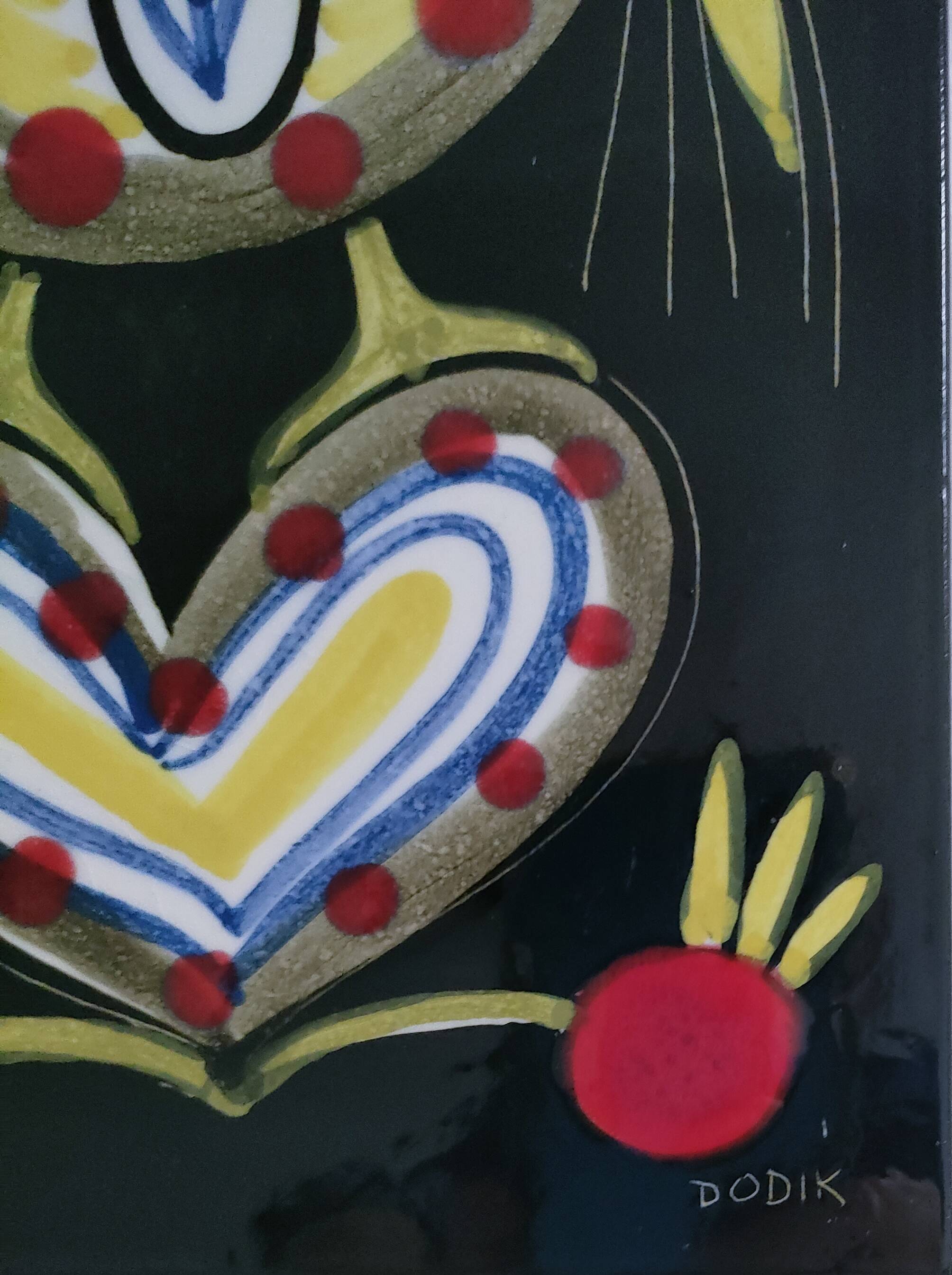 Ceramic wall plaque with bird decor by Dodik