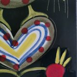 Ceramic wall plaque with bird decor by Dodik