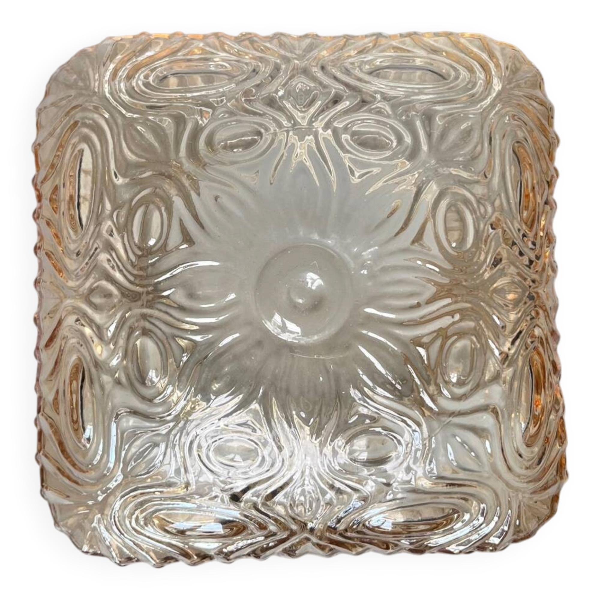 Square amber glass wall light
