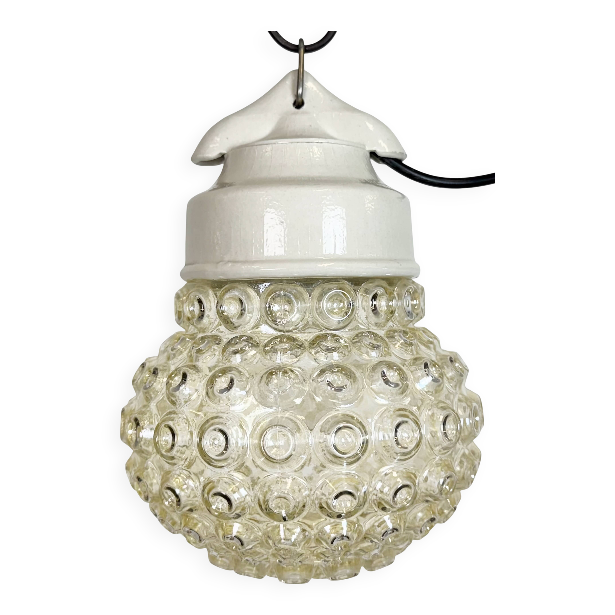 Vintage White Porcelain Pendant Light, 1970s