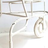 Serving / Rolling bar in white lacquered perforated metal in the style of Matégot Vintage from the 1950s