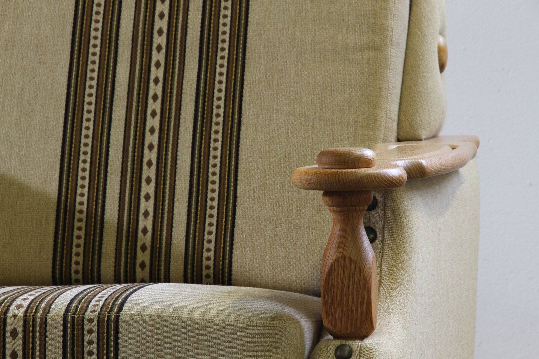 Chaises longues en chêne à dossier bas et haut dans le style de Henning Kjærnulf, Danemark, années 1960, ensemble de 2.