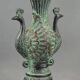 Vintage Hand-Carved Double Peacock Vase, Auspicious Green Jade Vase, Home decor