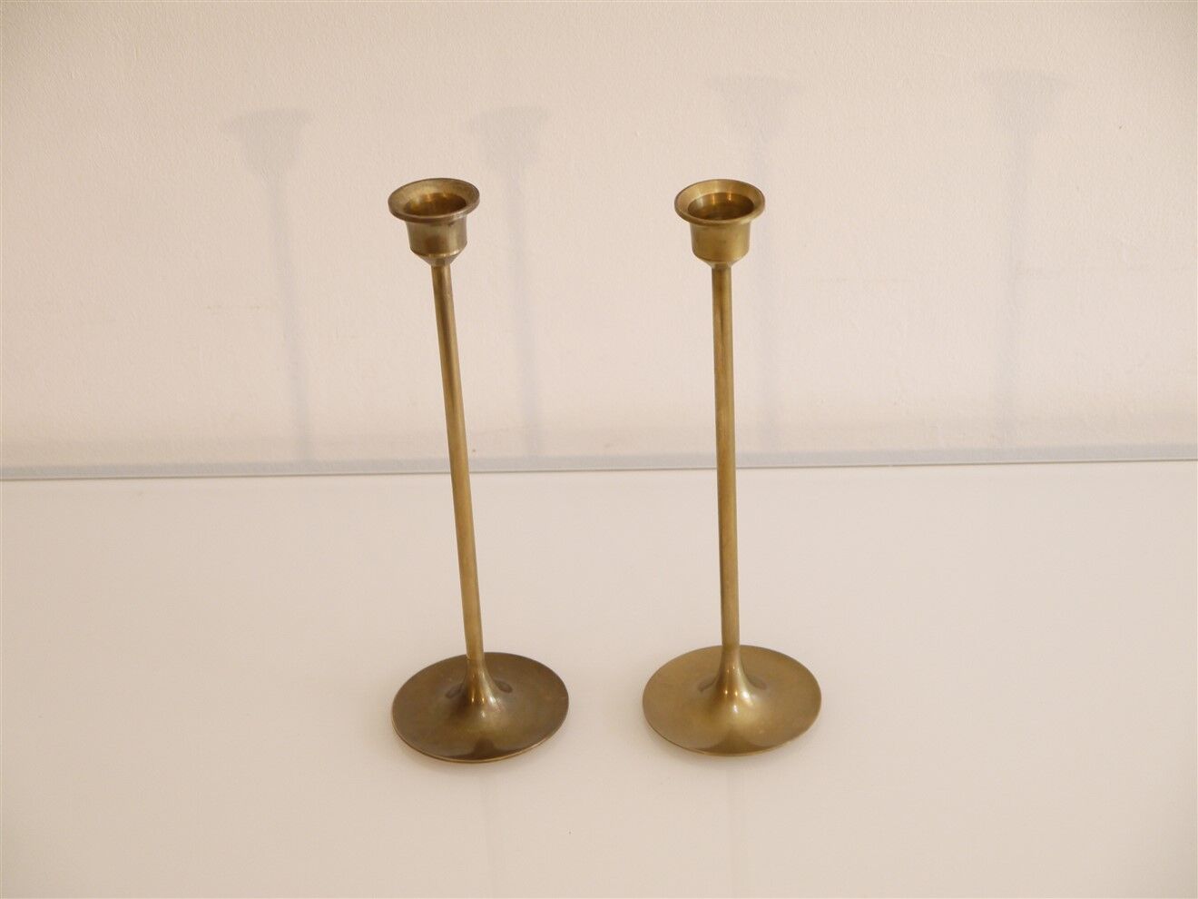 Pair of Scandinavian brass candle holders 1960