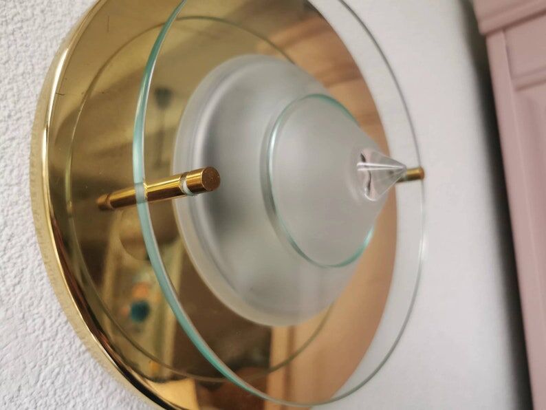 Applique vintage ronde en verre, années 80