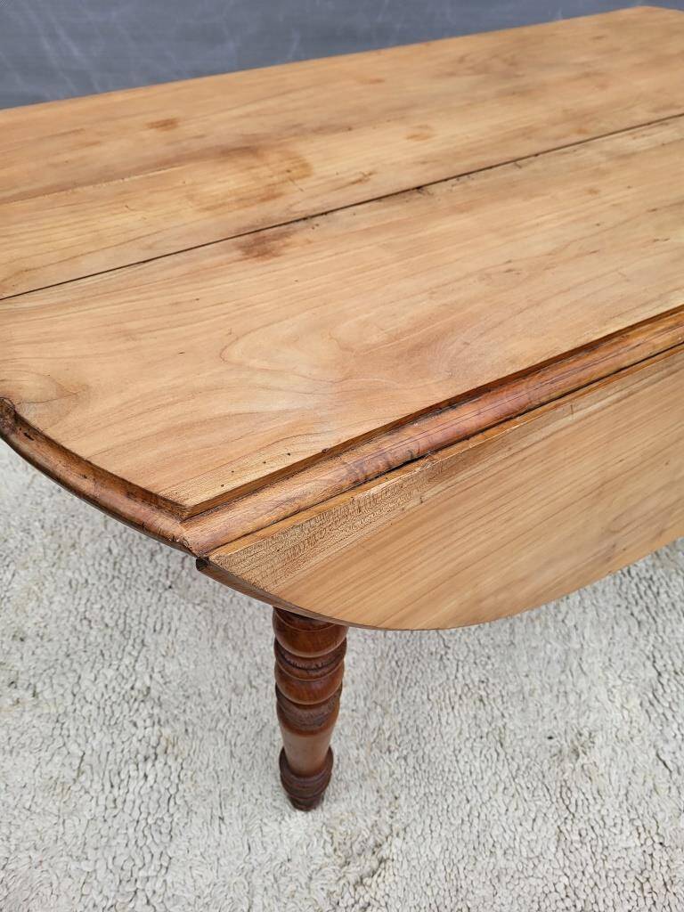 Table guéridon campagne d'appoint Orme à 2 pans rabattables