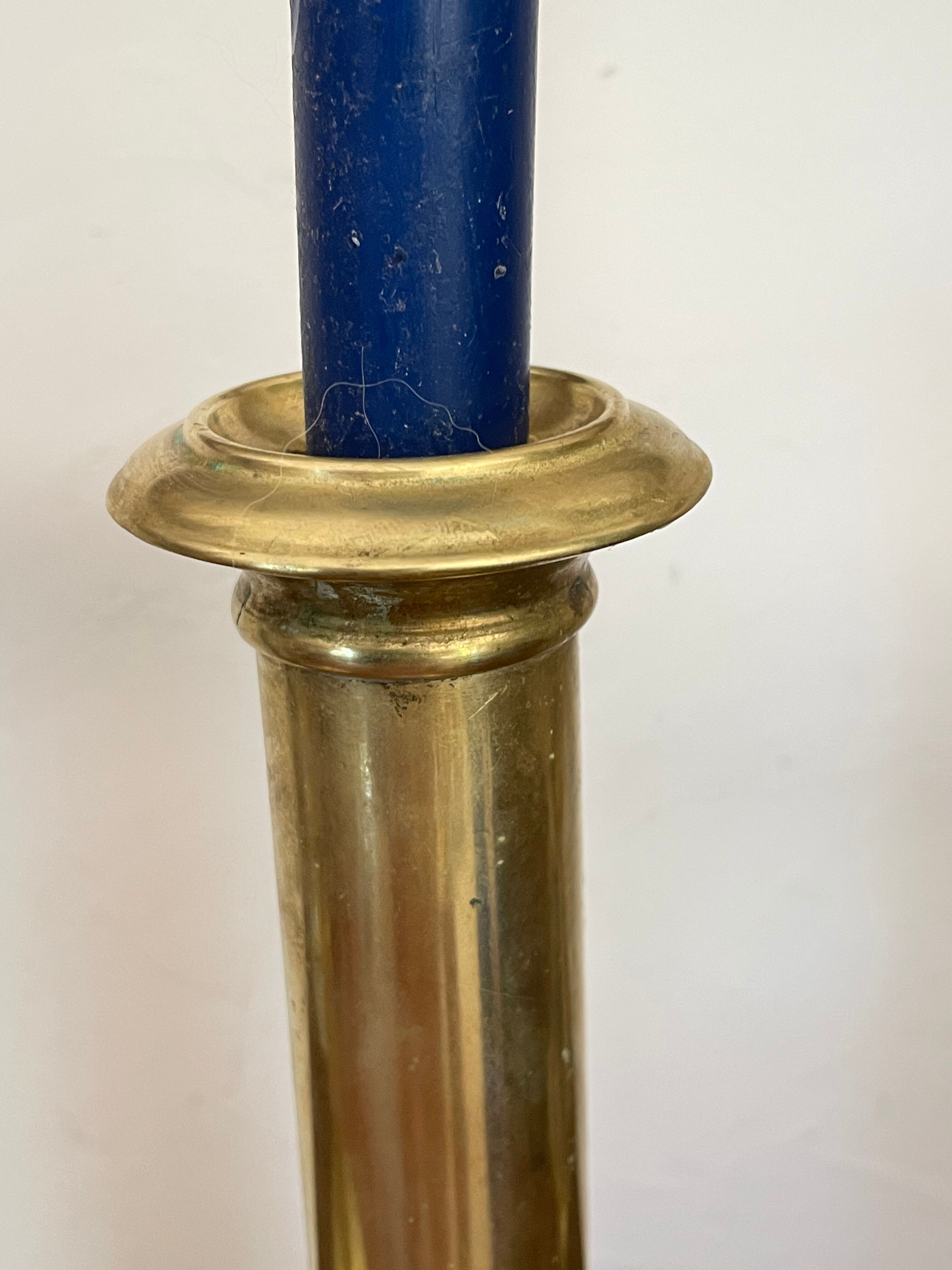 Pair of brass candle holders
