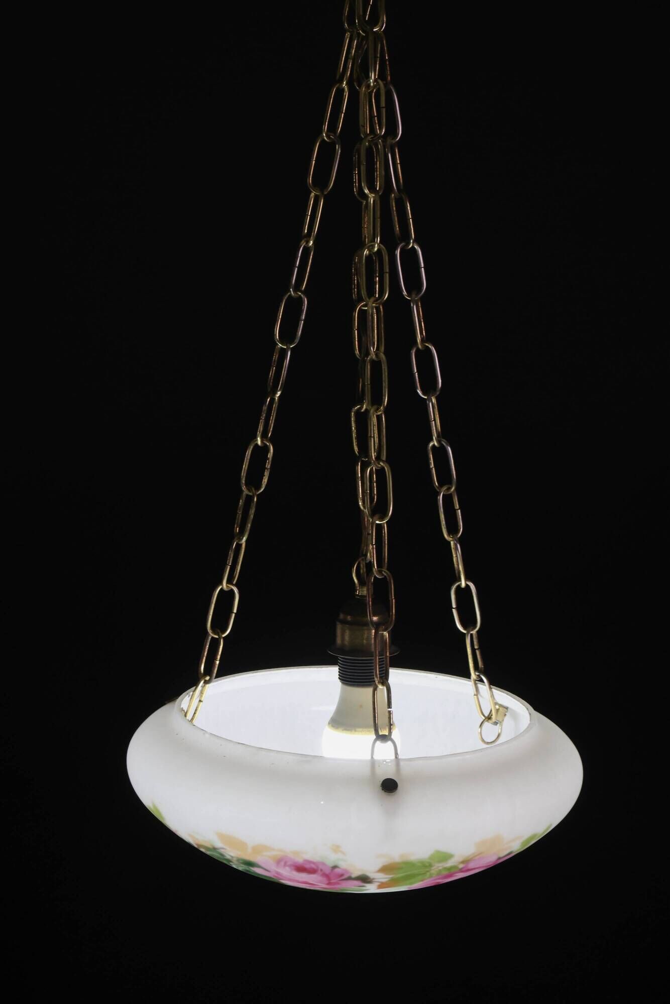 Vintage Glass Chandelier with Floral Decorations, Gallè Style, 1960