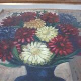Tableau ancien dahlias