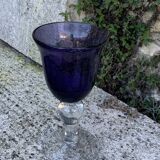 Set of 5 wine glasses in blown and bubbled glass, duo line, biot glassware style, unsigned,