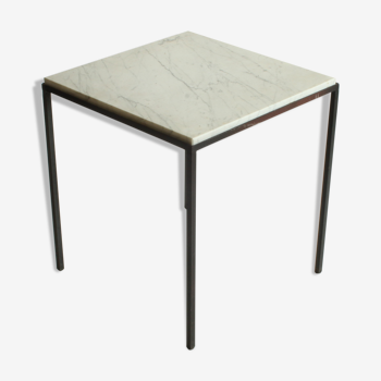 Table d’appoint carrée en marbre de carrare, années 1960