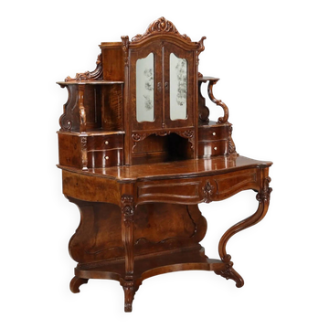 Antique Louis-Philippe walnut secretary desk, 5 drawers, 19th century.